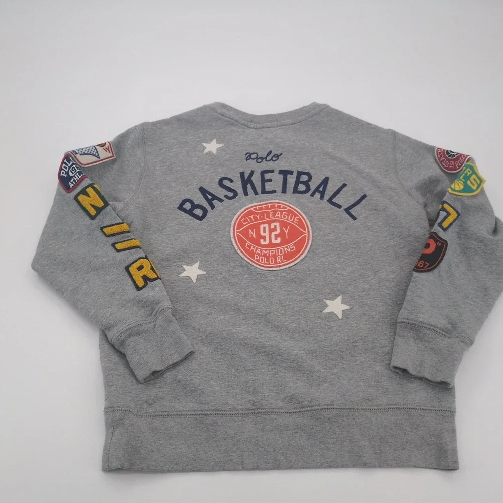 Polo Ralph Lauren Multi Patch '92' VARSITY BASKETBALL Crewneck Sweatshirt sz M